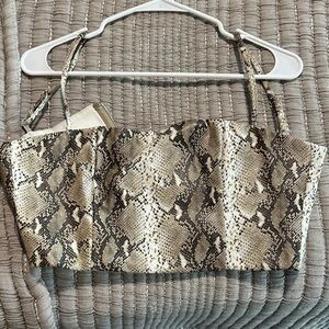 Tiger Mist Snake Print Crop Top - Black and Cream